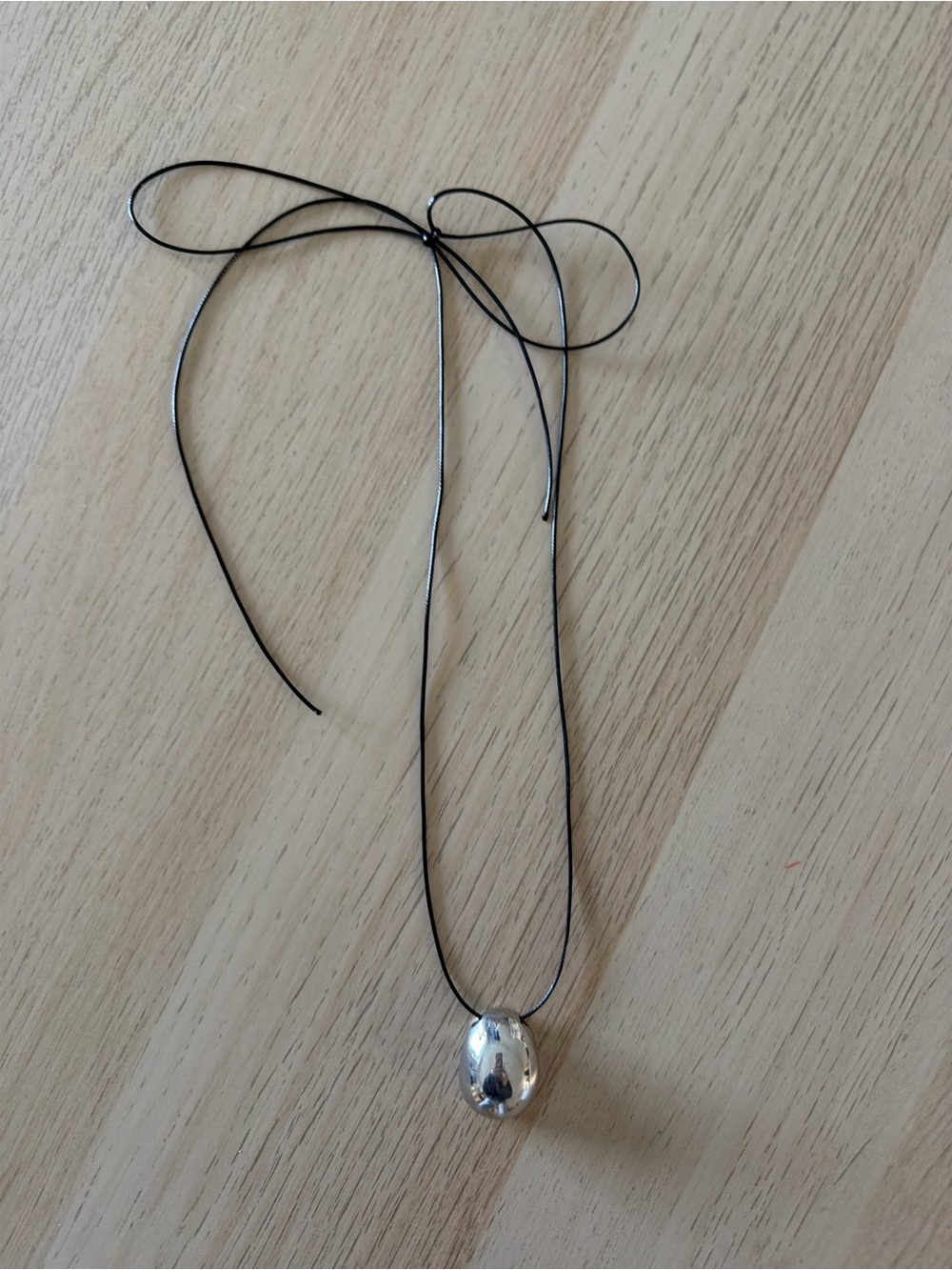 DANNIJO Silver Bead Pendant on Black Cord Necklace
